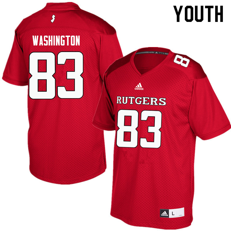 Youth #83 Isaiah Washington Rutgers Scarlet Knights College Football Jerseys Sale-Red - Click Image to Close